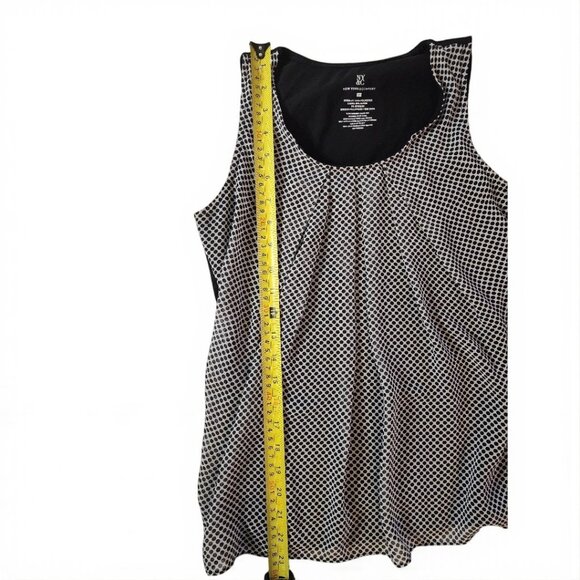 NY&C XS Black White Polka Dot Pleated Tank Top Stretch Back Sleeveless Work Blou - Picture 7 of 7